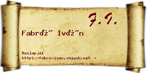Fabró Iván névjegykártya